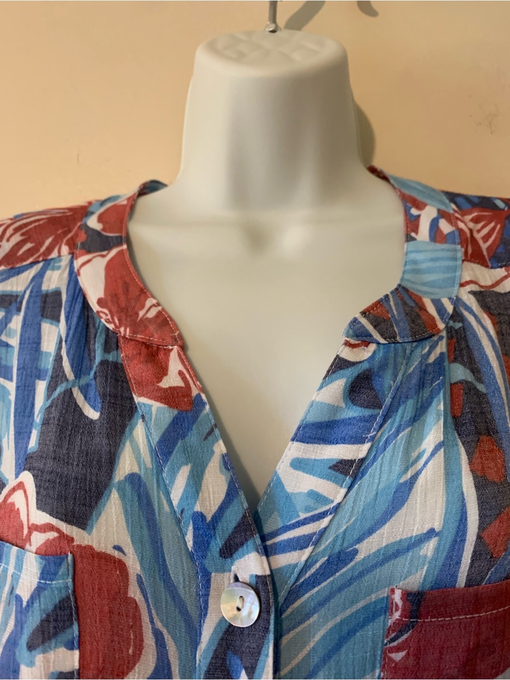 Ruby Rd. Red & Blue Floral Button-Up Blouse - Picture 2 of 8
